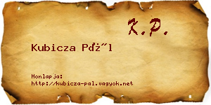 Kubicza Pál névjegykártya